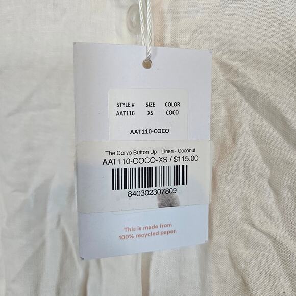 Andie The Corvo Button Up Linen Coconut Top Blouse Women's Size X-Small Layer - Picture 5 of 10